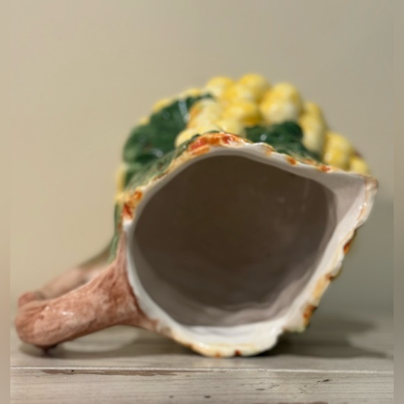 Vintage Italian Pitcher Yellow Grapes Green leaves Hand Painted Made In Italy - Picture 6 of 8